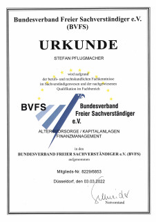 Freier Sachverständiger für Altersvorsorge,/Kapitalanlagen/Finanzmanagement